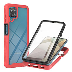 Silikon Schutzhülle Rahmen Tasche Hülle Durchsichtig Transparent 360 Grad Ganzkörper YB2 für Samsung Galaxy A12 Nacho Rot