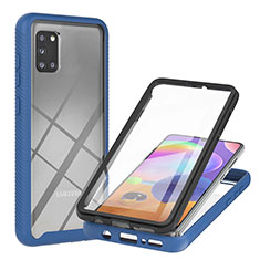 Silikon Schutzhülle Rahmen Tasche Hülle Durchsichtig Transparent 360 Grad Ganzkörper YB2 für Samsung Galaxy A31 Blau