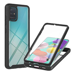 Silikon Schutzhülle Rahmen Tasche Hülle Durchsichtig Transparent 360 Grad Ganzkörper YB2 für Samsung Galaxy A51 4G Schwarz