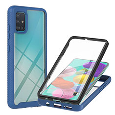 Silikon Schutzhülle Rahmen Tasche Hülle Durchsichtig Transparent 360 Grad Ganzkörper YB2 für Samsung Galaxy A51 5G Blau