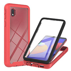 Silikon Schutzhülle Rahmen Tasche Hülle Durchsichtig Transparent 360 Grad Ganzkörper YB2 für Samsung Galaxy M01 Core Rot