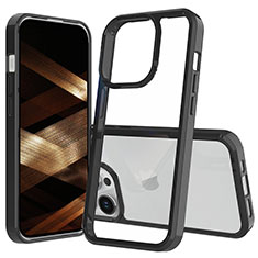 Silikon Schutzhülle Rahmen Tasche Hülle Durchsichtig Transparent 360 Grad Ganzkörper ZJ1 für Apple iPhone 13 Pro Max Schwarz