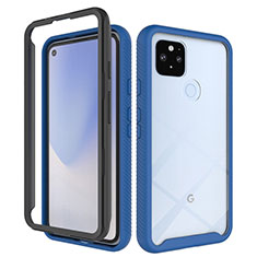 Silikon Schutzhülle Rahmen Tasche Hülle Durchsichtig Transparent 360 Grad Ganzkörper ZJ1 für Google Pixel 5 XL 5G Blau
