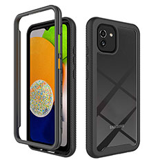 Silikon Schutzhülle Rahmen Tasche Hülle Durchsichtig Transparent 360 Grad Ganzkörper ZJ1 für Samsung Galaxy A03 Schwarz