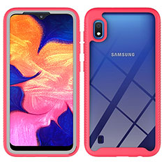 Silikon Schutzhülle Rahmen Tasche Hülle Durchsichtig Transparent 360 Grad Ganzkörper ZJ1 für Samsung Galaxy A10 Pink