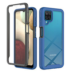 Silikon Schutzhülle Rahmen Tasche Hülle Durchsichtig Transparent 360 Grad Ganzkörper ZJ1 für Samsung Galaxy A12 Nacho Blau