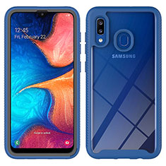 Silikon Schutzhülle Rahmen Tasche Hülle Durchsichtig Transparent 360 Grad Ganzkörper ZJ1 für Samsung Galaxy A20 Blau