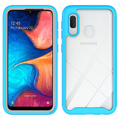 Silikon Schutzhülle Rahmen Tasche Hülle Durchsichtig Transparent 360 Grad Ganzkörper ZJ1 für Samsung Galaxy A20e Hellblau