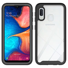 Silikon Schutzhülle Rahmen Tasche Hülle Durchsichtig Transparent 360 Grad Ganzkörper ZJ1 für Samsung Galaxy A20e Schwarz