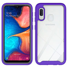 Silikon Schutzhülle Rahmen Tasche Hülle Durchsichtig Transparent 360 Grad Ganzkörper ZJ1 für Samsung Galaxy A20e Violett