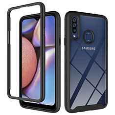 Silikon Schutzhülle Rahmen Tasche Hülle Durchsichtig Transparent 360 Grad Ganzkörper ZJ1 für Samsung Galaxy A20s Schwarz