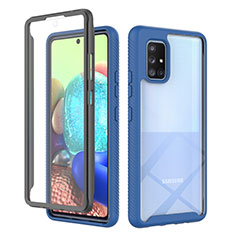 Silikon Schutzhülle Rahmen Tasche Hülle Durchsichtig Transparent 360 Grad Ganzkörper ZJ1 für Samsung Galaxy A71 4G A715 Blau