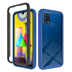 Silikon Schutzhülle Rahmen Tasche Hülle Durchsichtig Transparent 360 Grad Ganzkörper ZJ1 für Samsung Galaxy M21s Blau