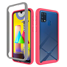 Silikon Schutzhülle Rahmen Tasche Hülle Durchsichtig Transparent 360 Grad Ganzkörper ZJ1 für Samsung Galaxy M21s Pink