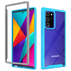 Silikon Schutzhülle Rahmen Tasche Hülle Durchsichtig Transparent 360 Grad Ganzkörper ZJ1 für Samsung Galaxy Note 20 Ultra 5G Hellblau