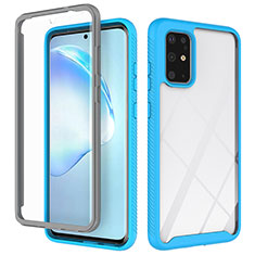 Silikon Schutzhülle Rahmen Tasche Hülle Durchsichtig Transparent 360 Grad Ganzkörper ZJ1 für Samsung Galaxy S20 Plus 5G Hellblau