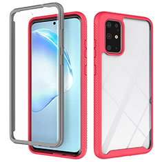 Silikon Schutzhülle Rahmen Tasche Hülle Durchsichtig Transparent 360 Grad Ganzkörper ZJ1 für Samsung Galaxy S20 Plus 5G Pink