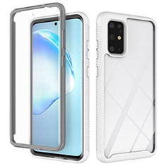 Silikon Schutzhülle Rahmen Tasche Hülle Durchsichtig Transparent 360 Grad Ganzkörper ZJ1 für Samsung Galaxy S20 Plus Weiß