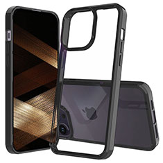 Silikon Schutzhülle Rahmen Tasche Hülle Durchsichtig Transparent 360 Grad Ganzkörper ZJ2 für Apple iPhone 13 Pro Schwarz
