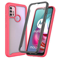 Silikon Schutzhülle Rahmen Tasche Hülle Durchsichtig Transparent 360 Grad Ganzkörper ZJ3 für Motorola Moto G10 Power Pink