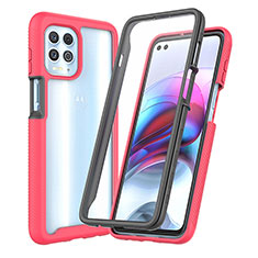 Silikon Schutzhülle Rahmen Tasche Hülle Durchsichtig Transparent 360 Grad Ganzkörper ZJ3 für Motorola Moto G100 5G Pink