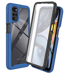 Silikon Schutzhülle Rahmen Tasche Hülle Durchsichtig Transparent 360 Grad Ganzkörper ZJ3 für Motorola Moto G22 Blau
