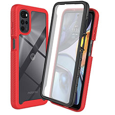 Silikon Schutzhülle Rahmen Tasche Hülle Durchsichtig Transparent 360 Grad Ganzkörper ZJ3 für Motorola Moto G22 Rot