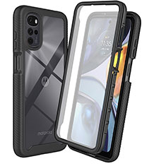 Silikon Schutzhülle Rahmen Tasche Hülle Durchsichtig Transparent 360 Grad Ganzkörper ZJ3 für Motorola Moto G22 Schwarz