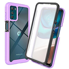 Silikon Schutzhülle Rahmen Tasche Hülle Durchsichtig Transparent 360 Grad Ganzkörper ZJ3 für Motorola Moto G42 Violett