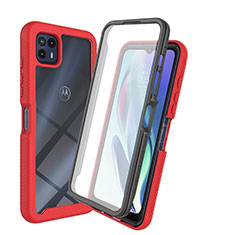Silikon Schutzhülle Rahmen Tasche Hülle Durchsichtig Transparent 360 Grad Ganzkörper ZJ3 für Motorola Moto G50 5G Rot