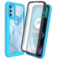 Silikon Schutzhülle Rahmen Tasche Hülle Durchsichtig Transparent 360 Grad Ganzkörper ZJ3 für Motorola Moto G71 5G Hellblau