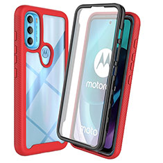 Silikon Schutzhülle Rahmen Tasche Hülle Durchsichtig Transparent 360 Grad Ganzkörper ZJ3 für Motorola Moto G71 5G Rot