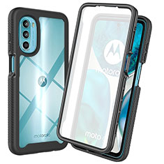 Silikon Schutzhülle Rahmen Tasche Hülle Durchsichtig Transparent 360 Grad Ganzkörper ZJ3 für Motorola Moto G82 5G Schwarz