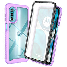 Silikon Schutzhülle Rahmen Tasche Hülle Durchsichtig Transparent 360 Grad Ganzkörper ZJ3 für Motorola Moto G82 5G Violett