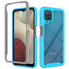 Silikon Schutzhülle Rahmen Tasche Hülle Durchsichtig Transparent 360 Grad Ganzkörper ZJ3 für Samsung Galaxy A12 Nacho Hellblau
