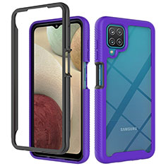 Silikon Schutzhülle Rahmen Tasche Hülle Durchsichtig Transparent 360 Grad Ganzkörper ZJ3 für Samsung Galaxy A12 Nacho Violett