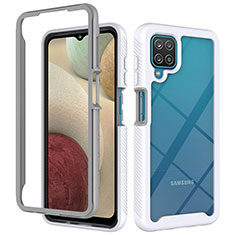 Silikon Schutzhülle Rahmen Tasche Hülle Durchsichtig Transparent 360 Grad Ganzkörper ZJ3 für Samsung Galaxy A12 Nacho Weiß