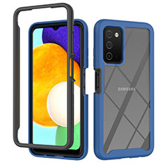 Silikon Schutzhülle Rahmen Tasche Hülle Durchsichtig Transparent 360 Grad Ganzkörper ZJ4 für Samsung Galaxy A02s Blau