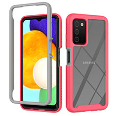 Silikon Schutzhülle Rahmen Tasche Hülle Durchsichtig Transparent 360 Grad Ganzkörper ZJ4 für Samsung Galaxy A02s Pink