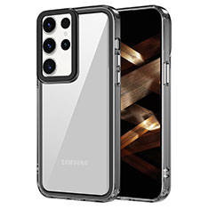 Silikon Schutzhülle Rahmen Tasche Hülle Durchsichtig Transparent AC1 für Samsung Galaxy S22 Ultra 5G Schwarz