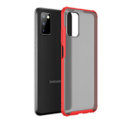 Silikon Schutzhülle Rahmen Tasche Hülle Durchsichtig Transparent für Samsung Galaxy A03s Rot