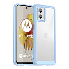 Silikon Schutzhülle Rahmen Tasche Hülle Durchsichtig Transparent J01S für Motorola Moto G73 5G Blau