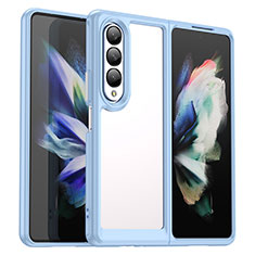 Silikon Schutzhülle Rahmen Tasche Hülle Durchsichtig Transparent J02S für Samsung Galaxy Z Fold4 5G Blau