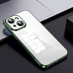 Silikon Schutzhülle Rahmen Tasche Hülle Durchsichtig Transparent LD2 für Apple iPhone 14 Plus Grün