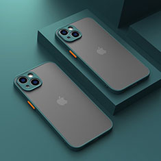 Silikon Schutzhülle Rahmen Tasche Hülle Durchsichtig Transparent LS1 für Apple iPhone 14 Plus Nachtgrün