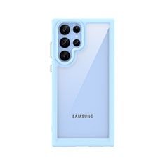 Silikon Schutzhülle Rahmen Tasche Hülle Durchsichtig Transparent M03 für Samsung Galaxy S21 Ultra 5G Blau