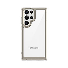 Silikon Schutzhülle Rahmen Tasche Hülle Durchsichtig Transparent M03 für Samsung Galaxy S21 Ultra 5G Grau