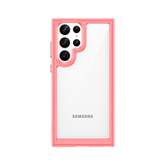 Silikon Schutzhülle Rahmen Tasche Hülle Durchsichtig Transparent M03 für Samsung Galaxy S21 Ultra 5G Rot