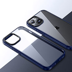 Silikon Schutzhülle Rahmen Tasche Hülle Durchsichtig Transparent QC2 für Apple iPhone 14 Blau