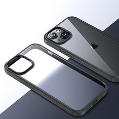 Silikon Schutzhülle Rahmen Tasche Hülle Durchsichtig Transparent QC2 für Apple iPhone 14 Dunkelgrau